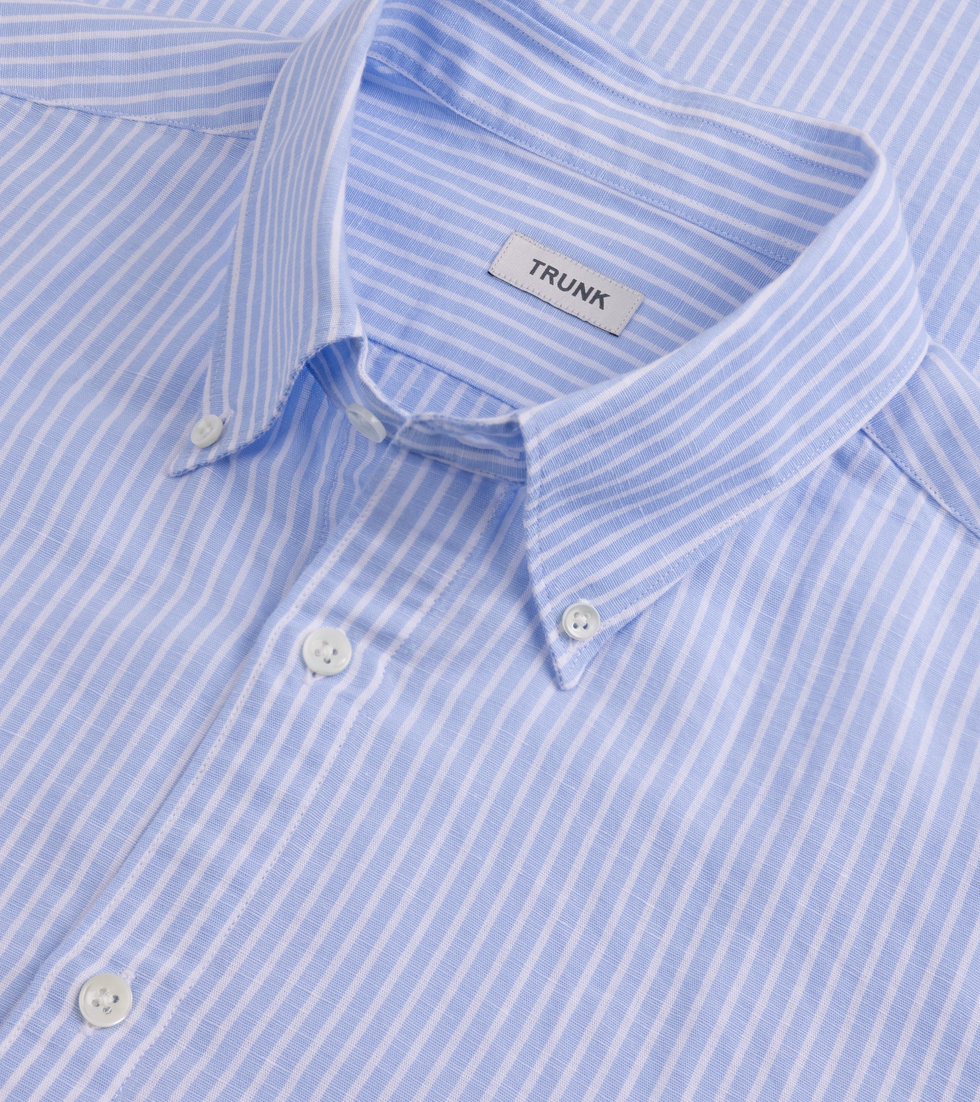 Trunk Eldon Cotton Linen Stripe Shirt: Light Blue