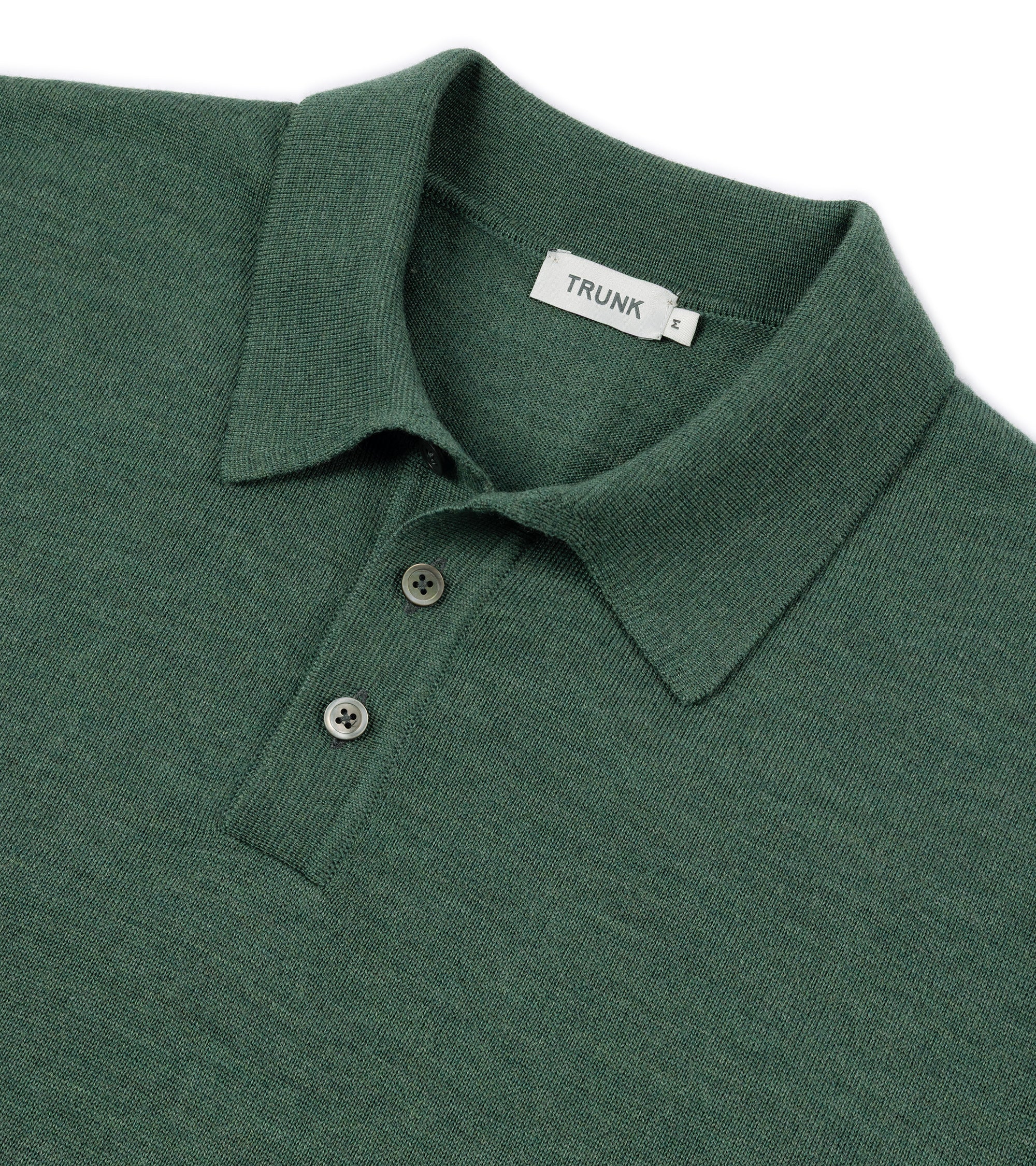 Trunk Enford Merino Knit Long Sleeve Polo Shirt: Green Grey