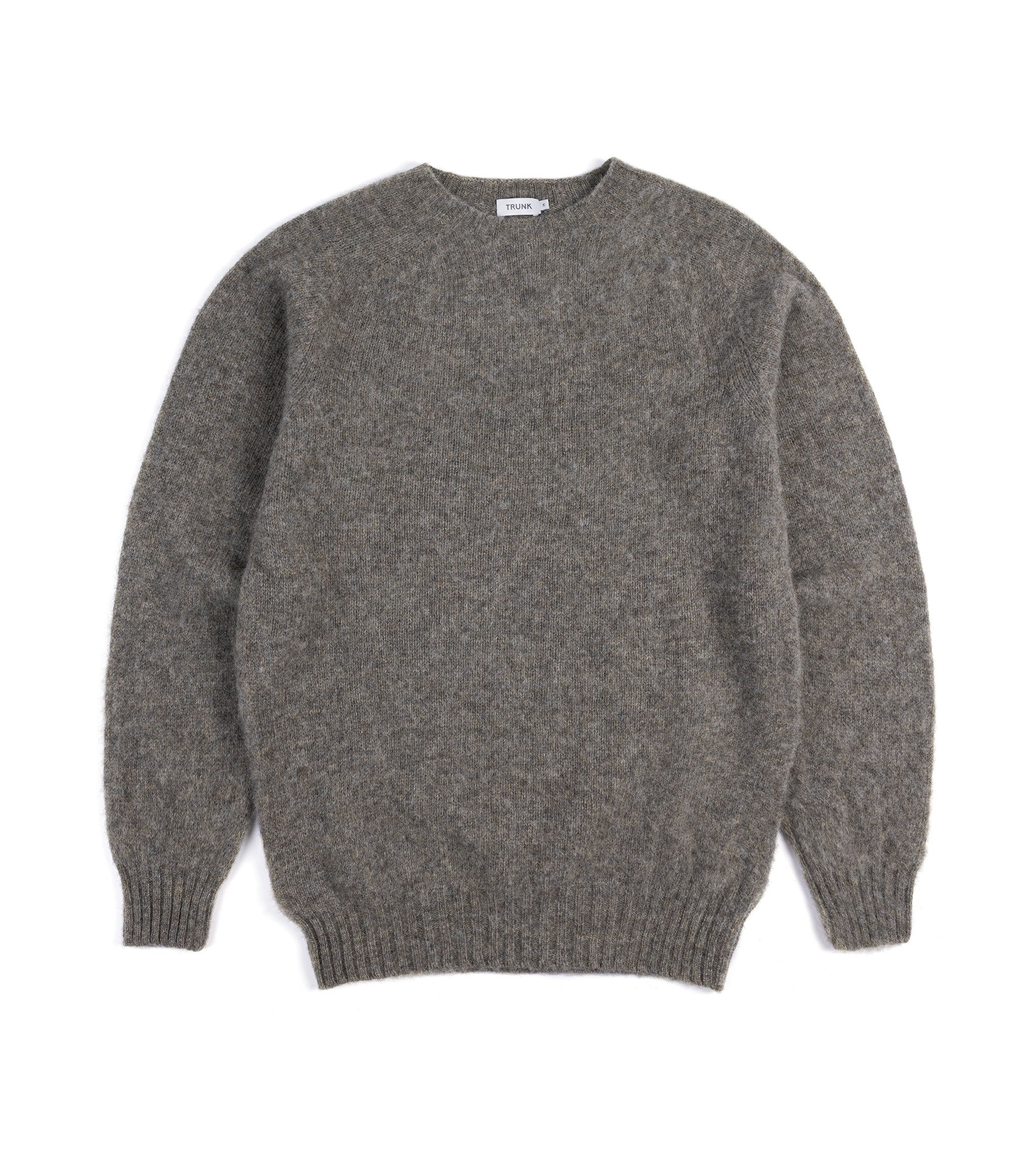 Trunk Goswell Brushed Lambswool Crew Neck Sweater: Dark Natural
