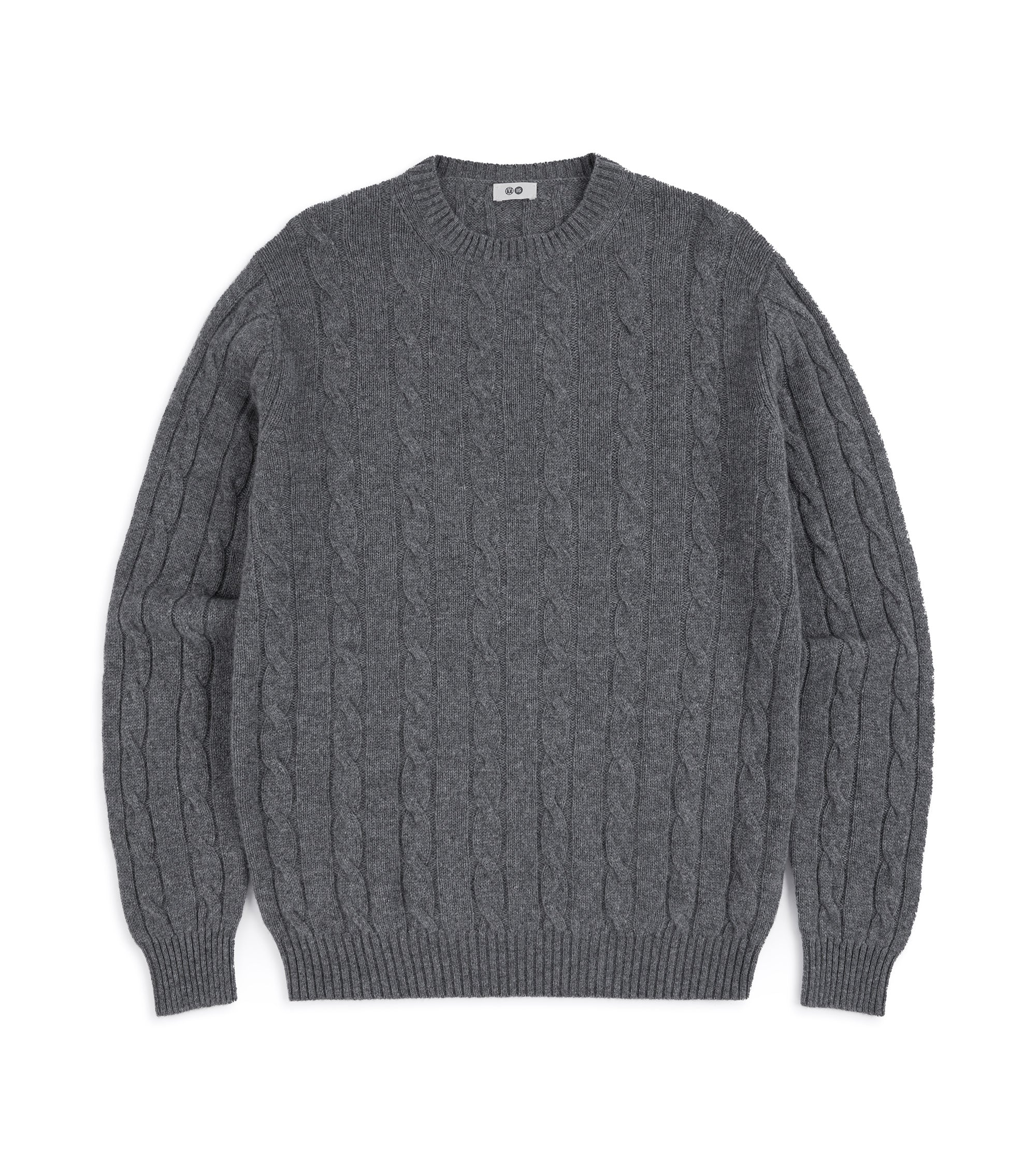 Trunk Hart Cashmere Cable Knit Crew Neck Sweater: Grey