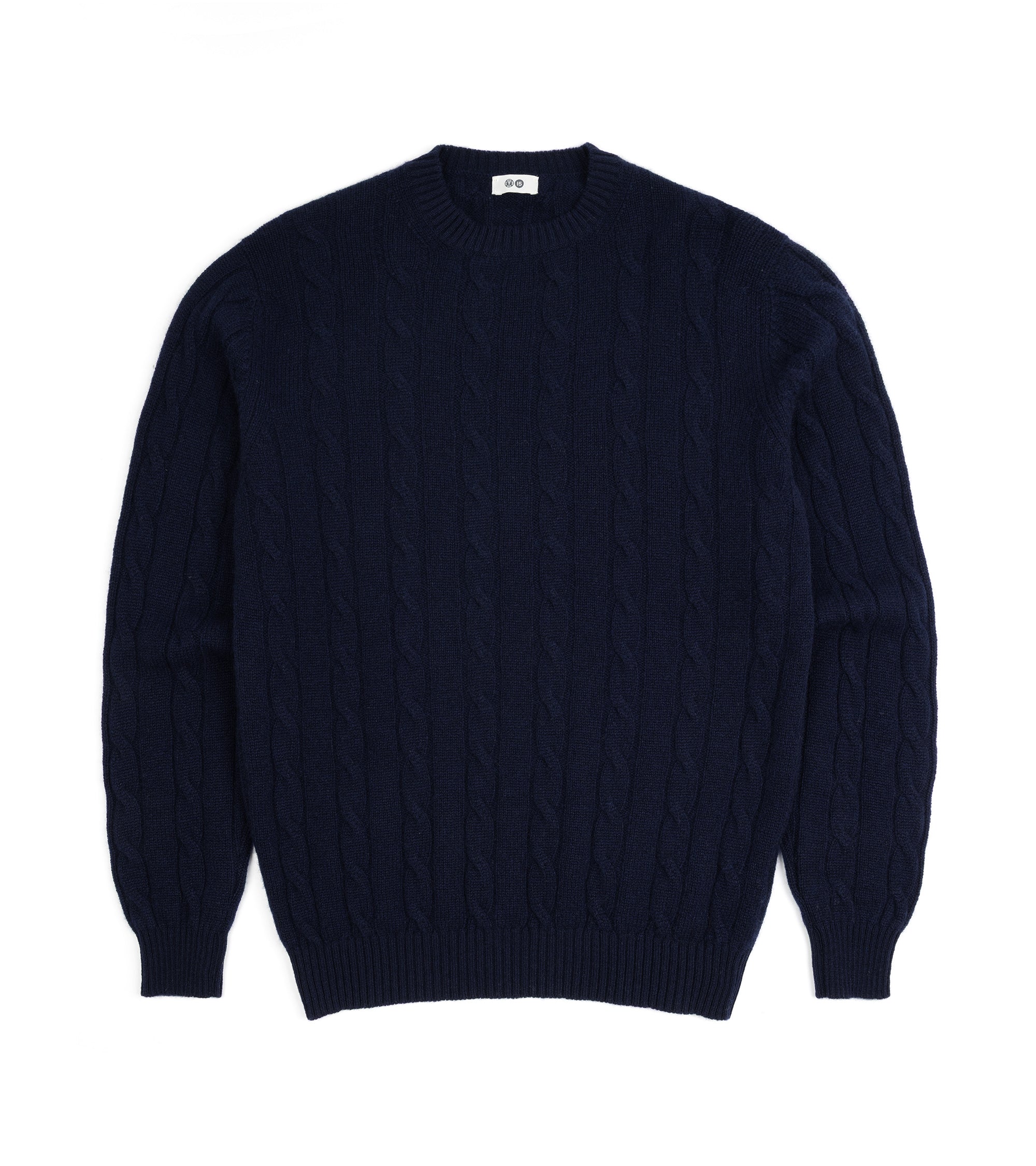 Trunk Hart Cashmere Cable Knit Crew Neck Sweater: Navy