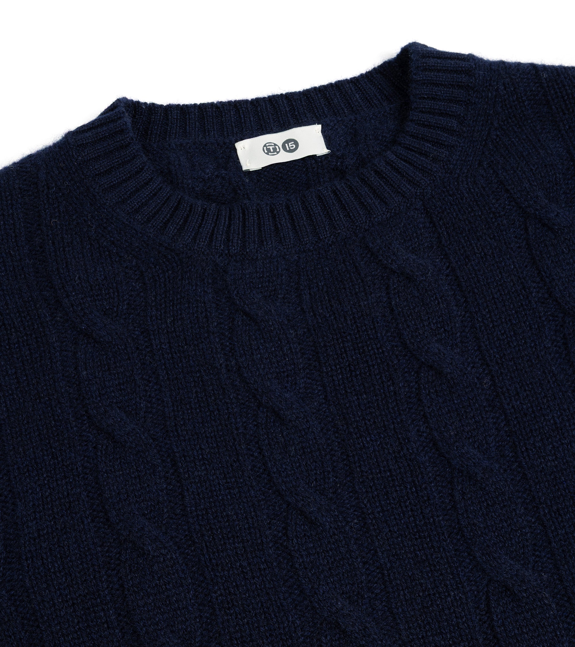 Trunk Hart Cashmere Cable Knit Crew Neck Sweater: Navy