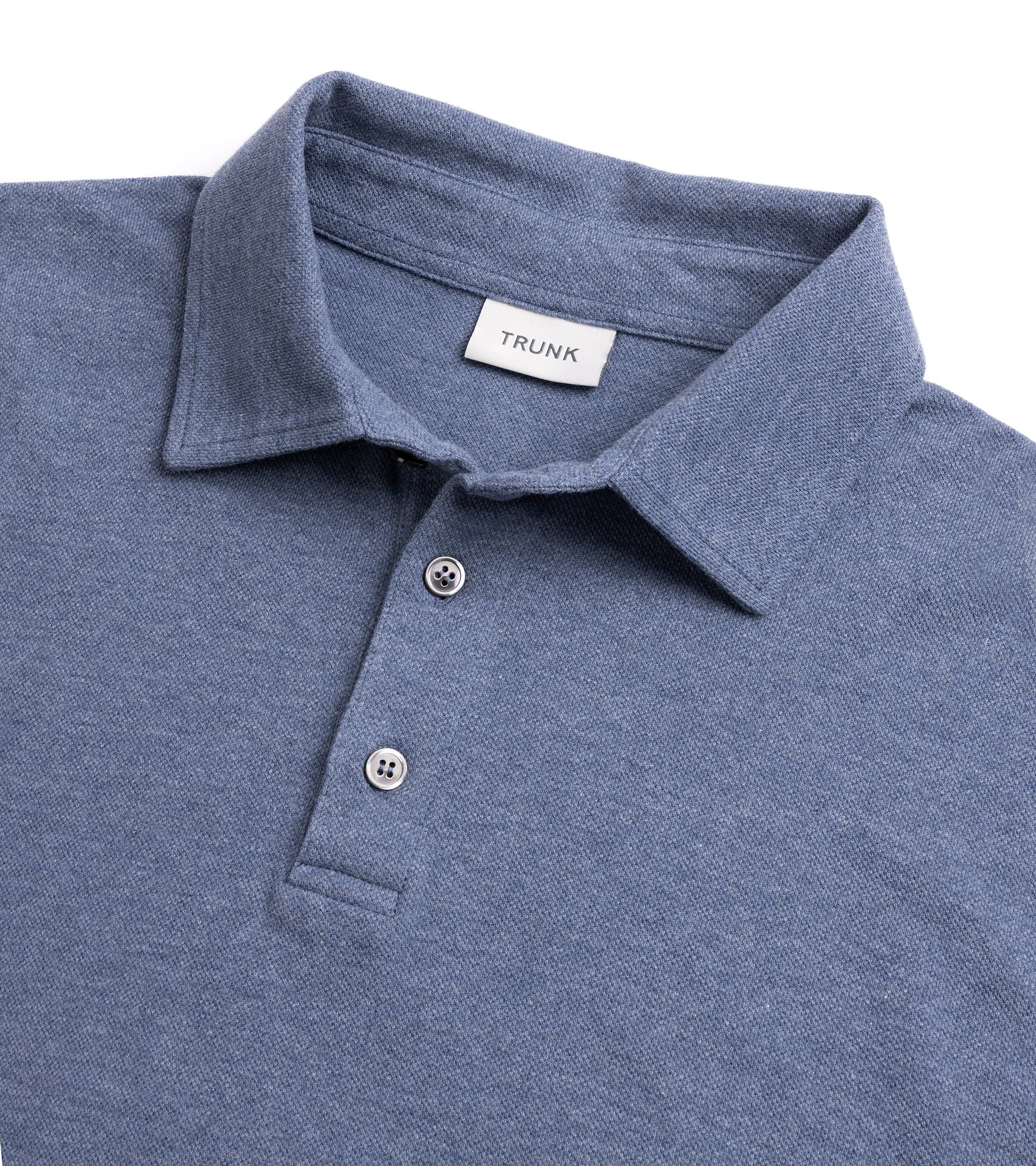 Trunk Moxon Long Sleeve Polo Shirt: Blue Marl