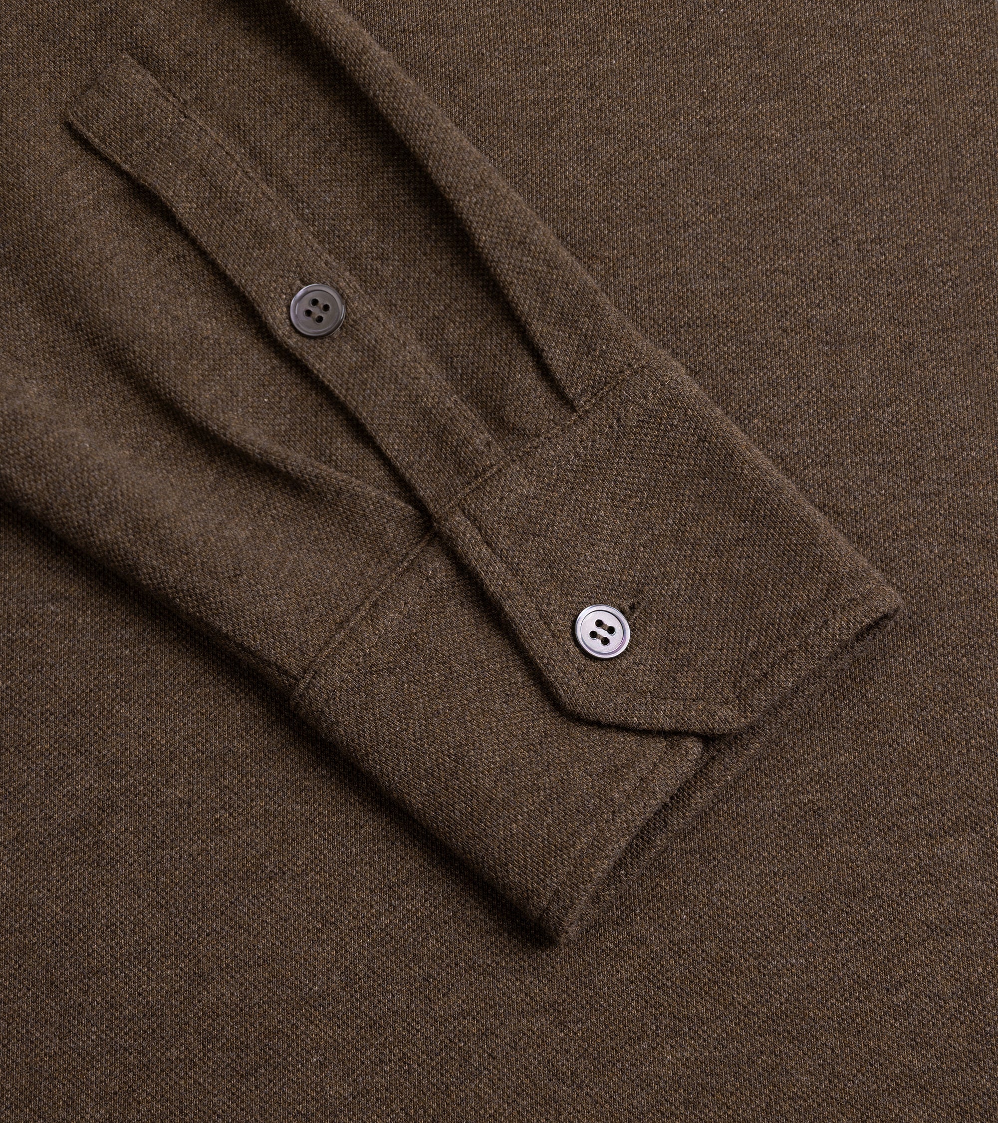 Trunk Moxon Long Sleeve Polo Shirt: Brown Marl