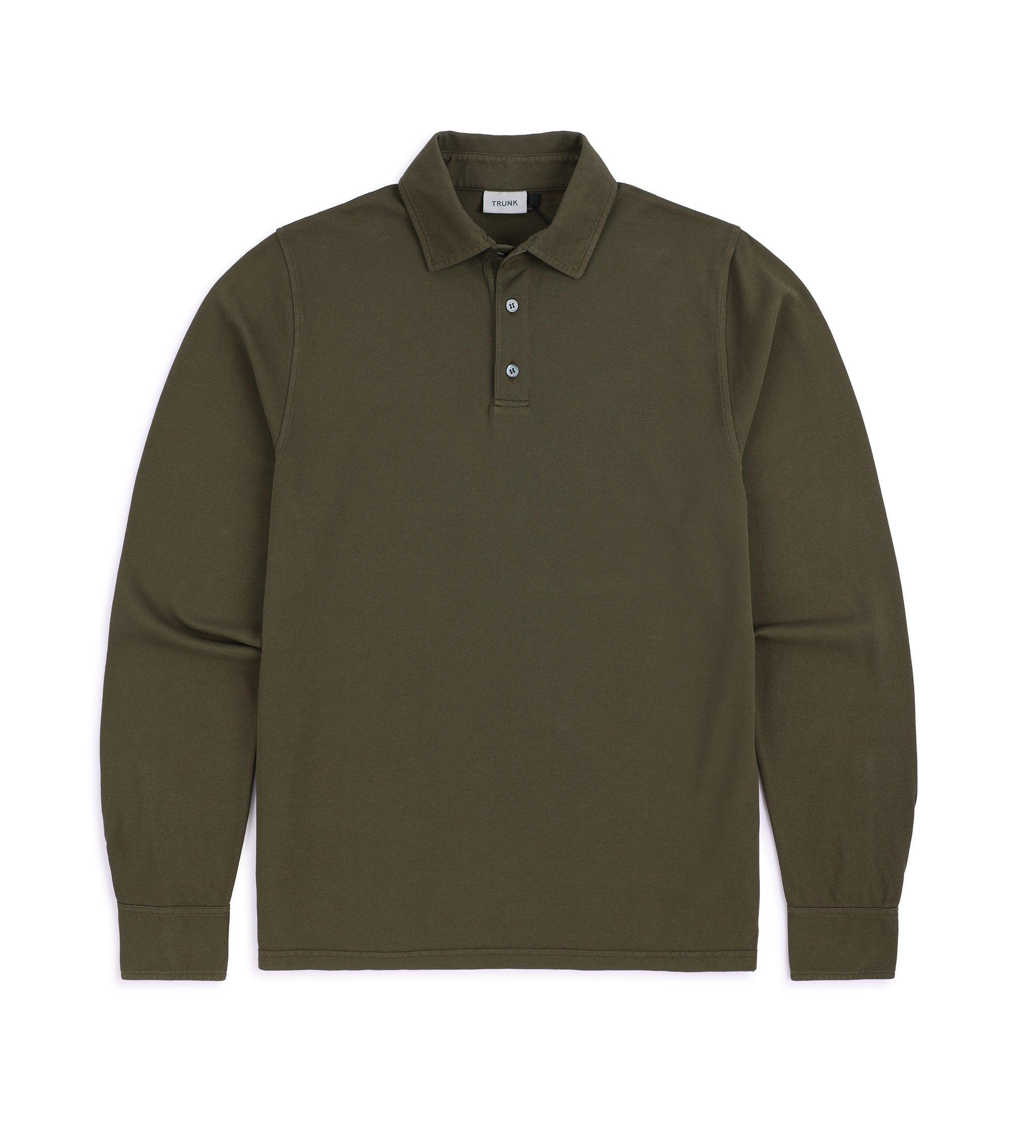 Trunk Moxon Long Sleeve Polo Shirt: Olive Moss
