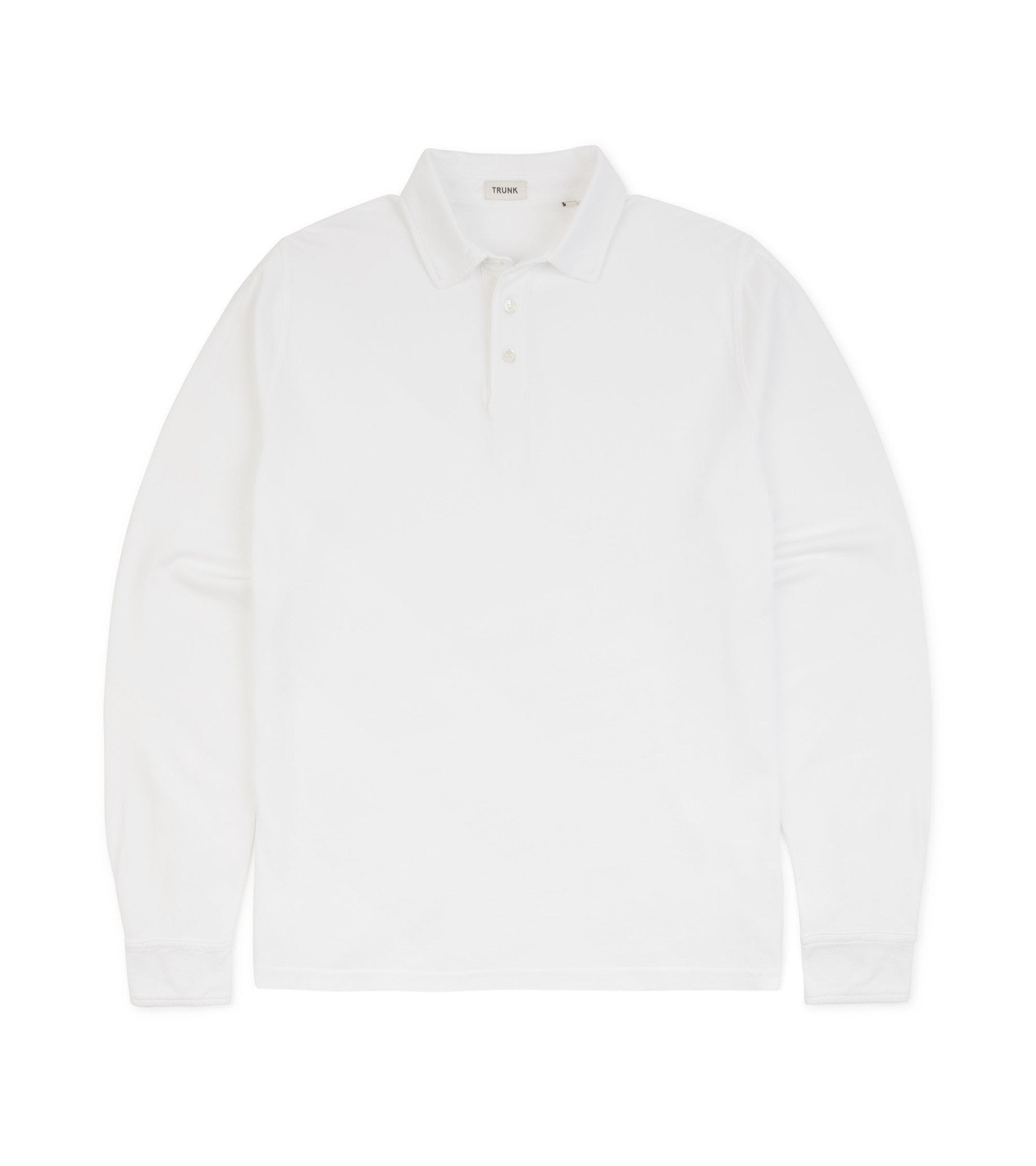 Trunk Moxon Long Sleeve Polo Shirt: White - Trunk Clothiers