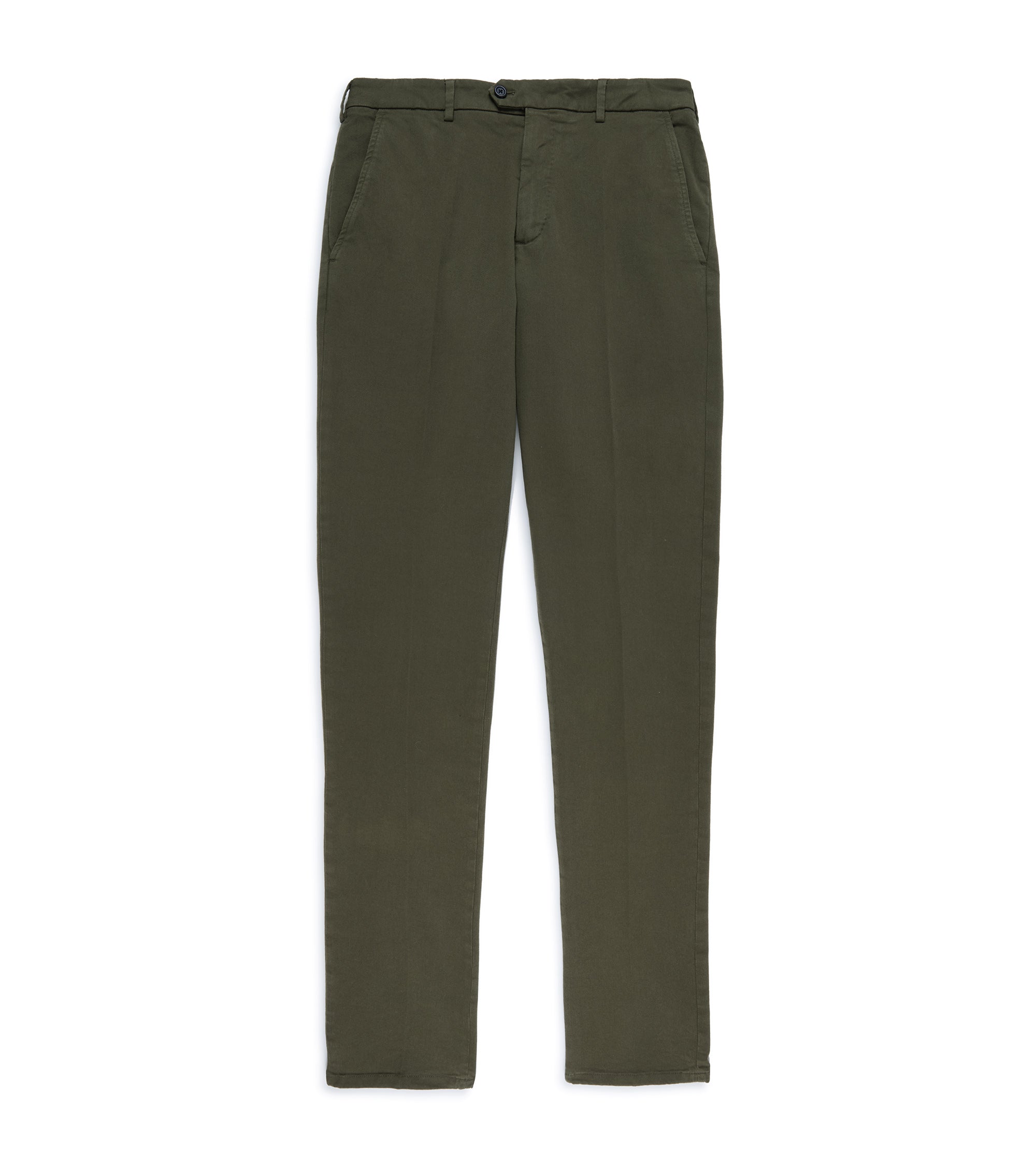 Trunk Palmer Flat Front Cotton Twill Trousers: Olive