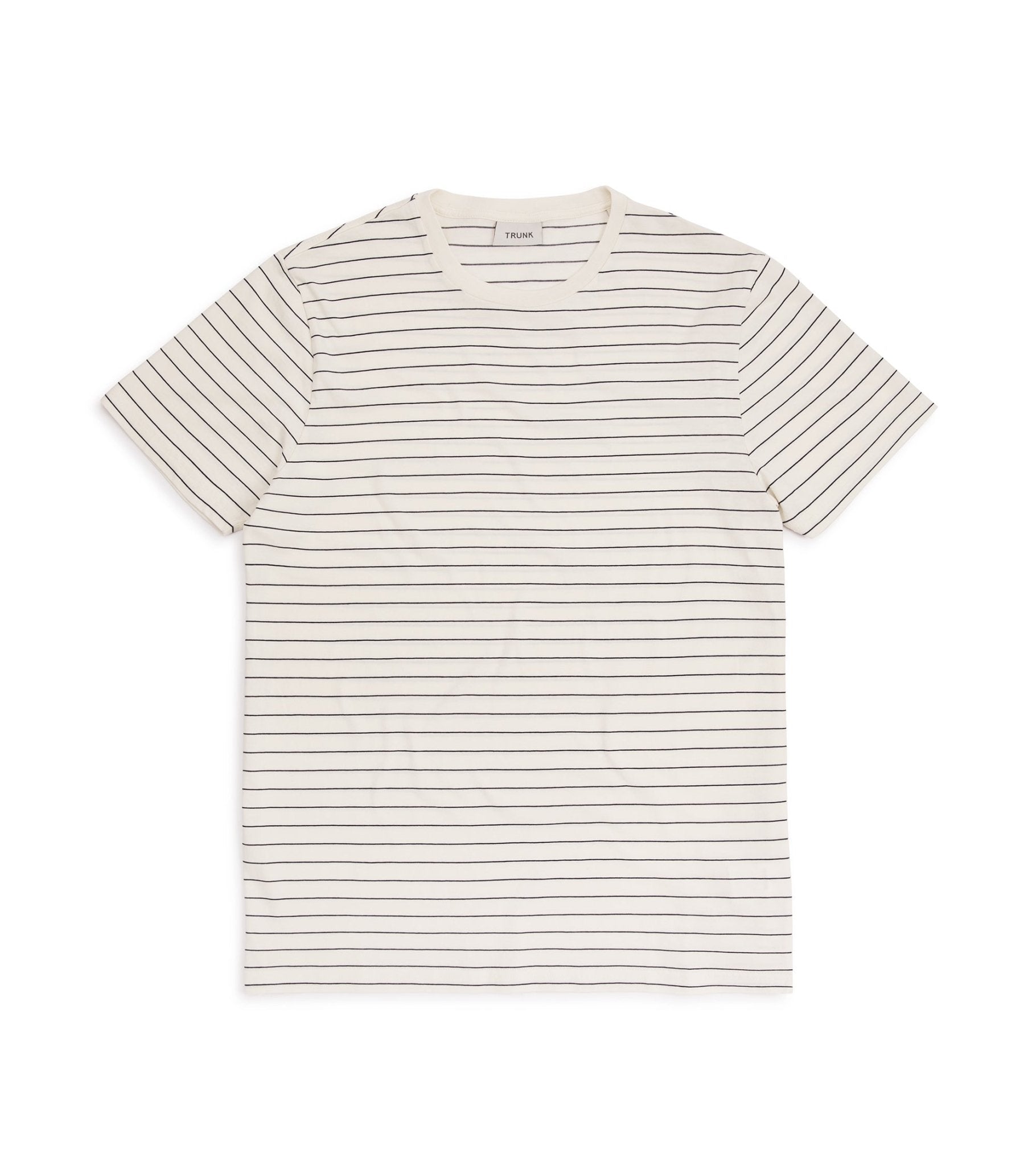 Trunk York Organic Cotton Fine Stripe T-Shirt: Ecru - Trunk Clothiers